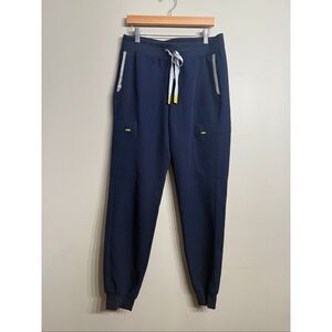 Figs Technical Collection Navy Blue Silver Drawstring Jogger Scrub Pants Size XS